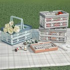 Vigaer 20l Collapsible Plastic Storage Crate - Foldable Handle Bin White gray