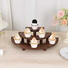 3 Semicircle 3 Brown Tier Wooden Cupcake Pedestals Dessert Display Stands Party