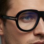 Tom Ford Glasses Frames Ft5756-b 001 Men Black Pilot Blue Light Block 53mm