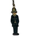 Vintage British Bobby Policeman Officer Keychain Ring Wooden