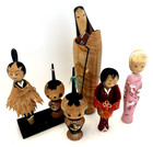 Vtg  70s Japanese Kokeshi Dolls Lot Of 6 Pcs Various Styles 6  - 9 