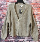 Wheat Knit Cardigan Sweater Womens Large Button Front Acrylic   Usa Seller