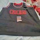 Very Hard To Find Retro Old School Black Autograph Dennis Rodman Bulls Jersey