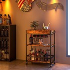 Bar Cart Serving Wine 3 Tier Home Rolling Rack With Wheels Mobile Kitchen Ind   