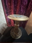 Beautiful Vintage Solid Brass marble Plant Stand Pedestal Table  16    End Table