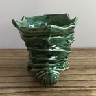 Vtg Mccoy Pottery Green Cornucopia  conch Shell Planter  vase 5   