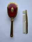 Vintage Gold Plated Or Brass Vanity Hair Brush   Comb Set Ornate Floral Design