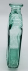 Vintage Glass Decanter Flask Bottle Green Transparent Floral Embossed 5 7  Tall