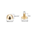 20 Set 8x5mm Screw Back Rivets Solid Round Head Leather Studs Gold