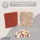 Wood Rubber Stamps For Crafting  Calligraphy Alphabet Stamp Set  60 Pieces 