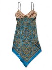 Vintage Cache Silk Paisley Print Handkerchief Dress 6 Boho Y2k Fairy Mid Mini
