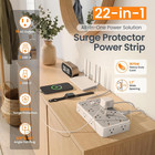 Surge Protector Power Strip 16 Outlets 6 Usb C Ports Flat Plug Extension Cord
