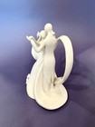 Wedding Cake Topper  Ivory Porcelain  Couples Dance   Framed Heart 6 25 