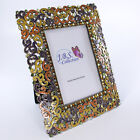 Bejeweled Filigree Pattern Photo Frame  Enamel Painted With Crystals In Yellow