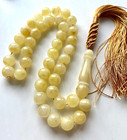 White Natural Baltic Amber 19g  Islamic Prayer Rosary 9 Mm  39 Beads Tesbih