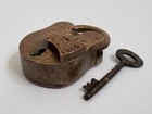Vintage 10 Levers Golden Lock Padlock With Original Key Antique Brass Iron Lock