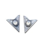 Western Cowboy Cowgirl Collar Tips Silver Metal Moonstone Cabochon Unisex