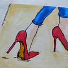  red Heels Attitude  Mini Art Canvas   4  tiny House Office  Rv van Life