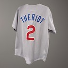 Retro   Vintage Chicago Cubs Majestic Theriot Jersey Men   s Large Gray