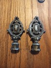 Pair Of Art Deco Fancy Vtg Antique Lamp Light Finial Cast Iron Ceiling Fixture 