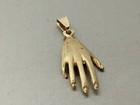 Judaica Hebrew Chai In A Good Luck Hand 14k Gold Charm Pendant Vintage Handmade