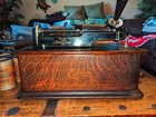 Antique Oak Edison Home Model C Cylinder Phonograph 2 Minute Only W   Horn