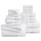 Lane Linen Bath Towel Set 100  Cotton 18 Piece Soft Absorbent - White
