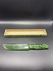 Vintage Green Glass Fruit Knife In Original Box