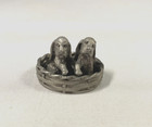 Vintage 1982 Spoontiques 1-inch Pewter Figure   Puppies In A Basket Figure