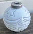 Antique Vintage Lightning Rod Ball White Glass Moon And Stars Glass Ball