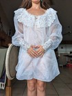Vintage Victoria Secret Gold Label Lace Sheer Nightgown White Peignoir Large