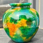 Natural Multicolor Agate Stone Vase Polished Gemstone Urn Home Decor  2 7 Lb