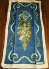 Vintage Linen Tea Towel Noel Musical Instrument Ribbon Bulbs Stricklands Unused