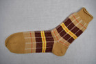 Plaid Argyle Socks Vtg 50s 60s Brown Tan Red Yellow Ivory Size 9 Ankle Socks