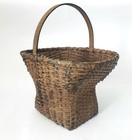 Vintage Woven Splint Gathering Basket With Handle