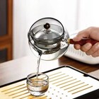 Semi-automatic Rotary Heat-resistant Glass Teapot Lazy Tea Making With Infuser A