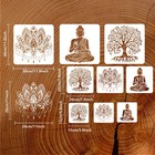 1set 9pcs 3 Styles Tree Of Life Stencil Lotus Flower Stencil Plastic Stencil