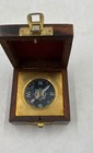 Antique Wooden Brass Nautical Collectible Maritime Decor Compass Box