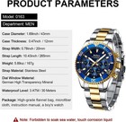 Men s Chronograph Watch Gold Blue Stainless Steel Waterproof Quartz Date Luxury