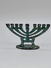 Israel Cast Metal Menorah Enamel Style Multicolor Judaica Hanukkah Candelabra