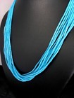 Turquoise Stabilized Heishi 10 Strand Navajo Sterling Silver Necklace 20  10317