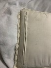 Decorative Throw Pillow Off White Crocheted Lace Floral 18x18  W Pin Embellish