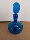 Vintage Blenko Joel Myers Blue Decanter W lollipop Stopper  6944 Blown Glass Mcm