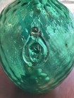 Antique Bohemian Green Art Glass Vase Cherub Mask Handles C1900 8  Nice