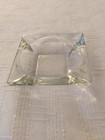 Vintage Square Clear Glass Ashtray 5  With Corner Notches Cigarette Cigar Holder
