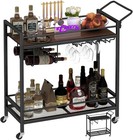 Bar Cart  Two-color Home Bar Serving Cart  Mobile Drink Beverage Cart With 2    