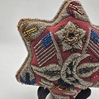 Antique Iroquois 10  Native American Beaded Star Pin Cushion W Us Flags  Eagle