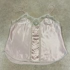 Maryann   s Boutique Vintage Sz 36 Pink Satin Slip Camisole Tank Top Lace Floral