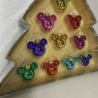Disney Parks Retro Glass Mickey Mouse Icon Ornament Set 10 Colorful Christmas