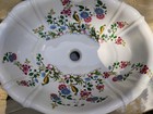 Italy Vintage Giorgio  Hand Painted floral  Porcelain Drop- In Bathroom Sink   
